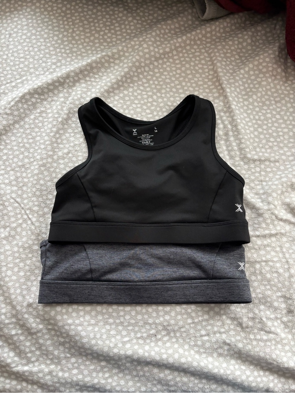 Xersion Women's Black & Charcoal Layered Sports Bra Duo